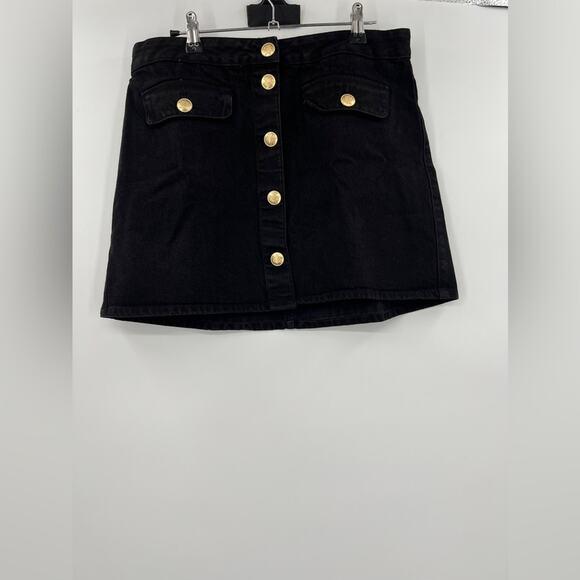 J.Crew black rinse Button-front denim mini skirt - Picture 4 of 4